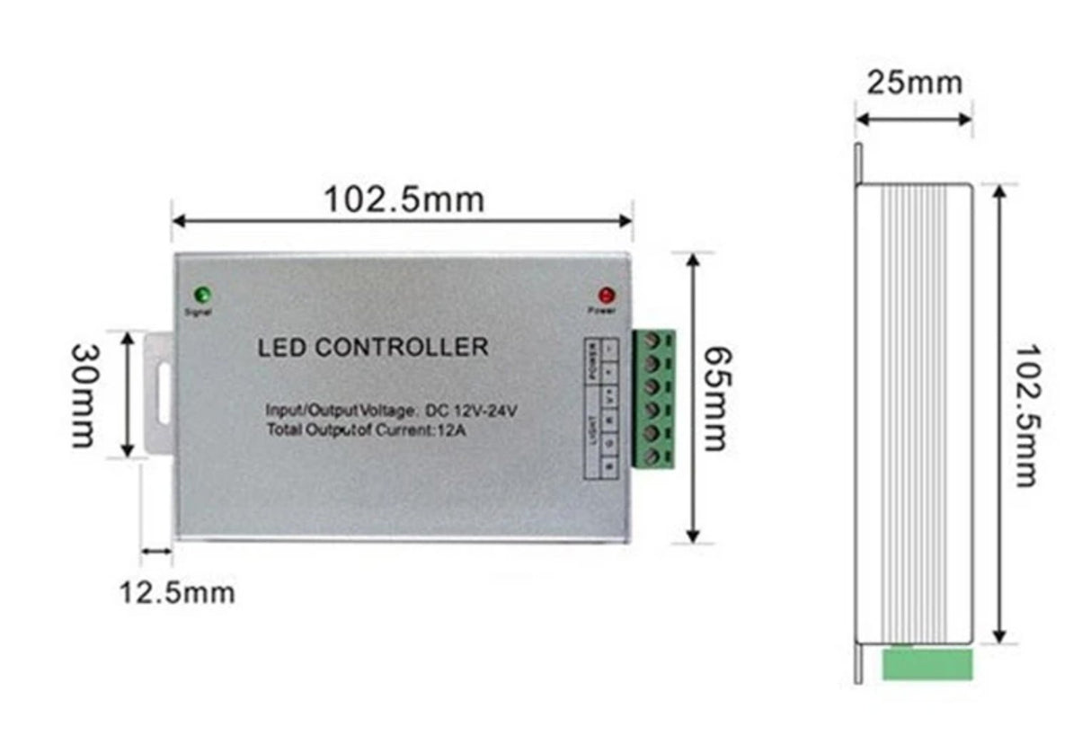 12V/24V 24A RGB LED Strip Controller with IR 44 Key Remote For RGB SMD 5050 3528 - UK LED Lights