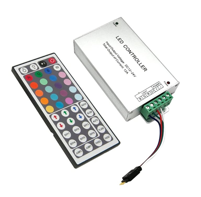 12V/24V 24A RGB LED Strip Controller with IR 44 Key Remote For RGB SMD 5050 3528 - UK LED Lights