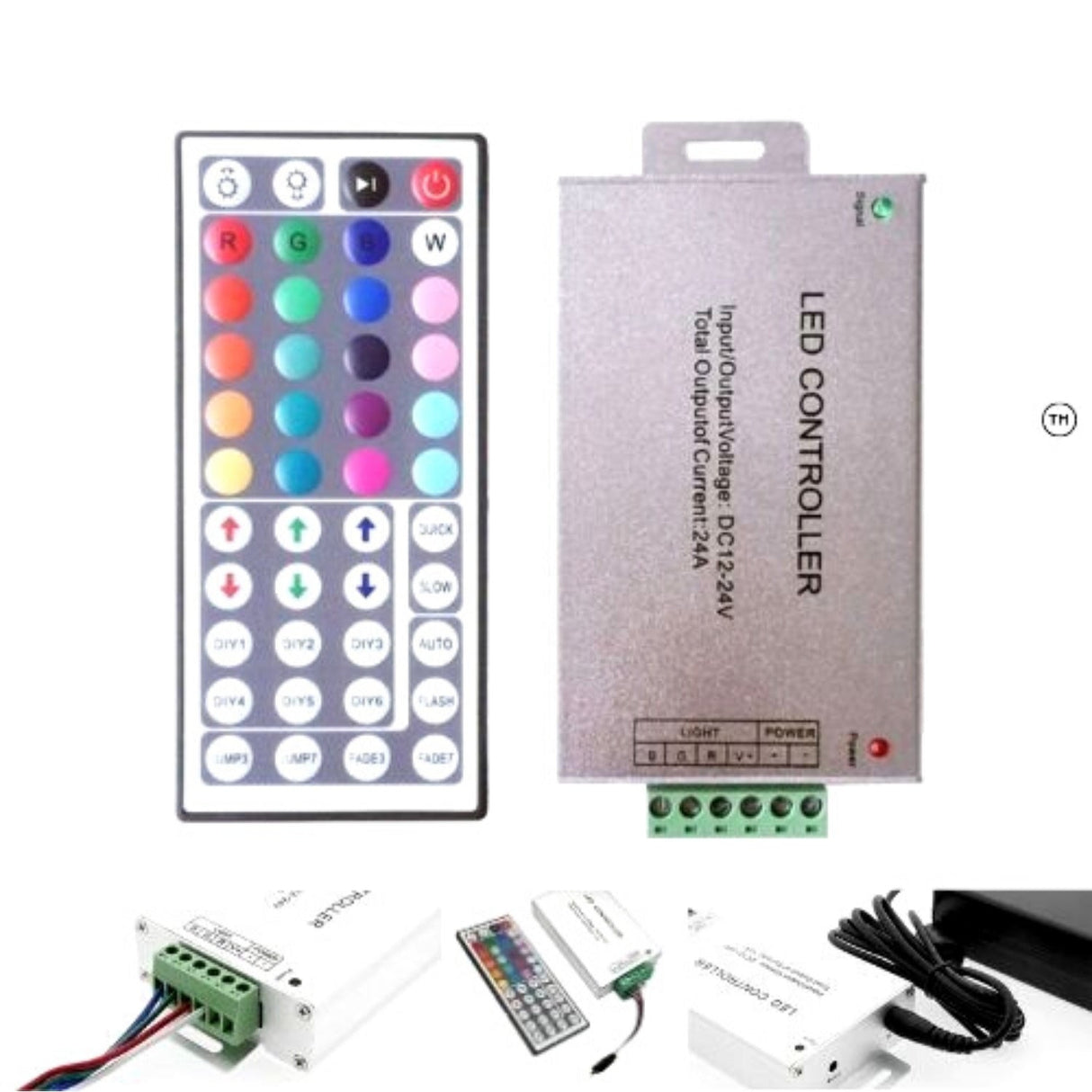 12V/24V 24A RGB LED Strip Controller with IR 44 Key Remote For RGB SMD 5050 3528 - UK LED Lights