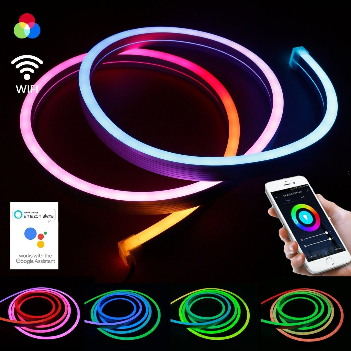 Addressable Digital Pixel RGB Neon Flex 24V 12x20mm IP65 WS2811 10cm Cut - UK LED Lights