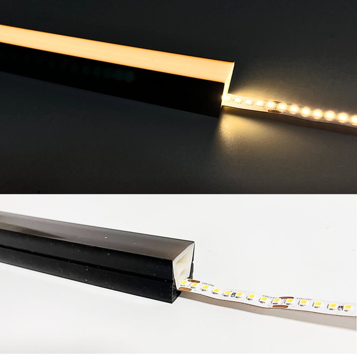 Black Silicone LED Neon Flex Tube Diffuser Body for LED Strip Light 16x16mm - UK LED Lights