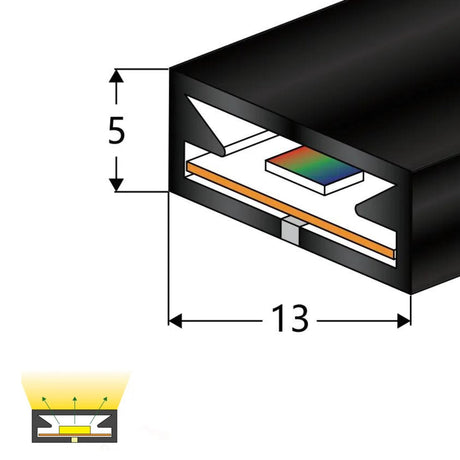 Black Silicone LED Neon Flex Tube Diffuser Body for LED Strip Light 5x13mm - UK LED Lights