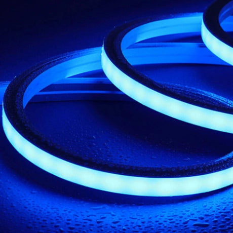 Blue LED Neon Flex 16x16mm 220V 240V Top Bending 120LEDs/m 20cm Cut IP65 Waterproof with UK Plug - UK LED Lights