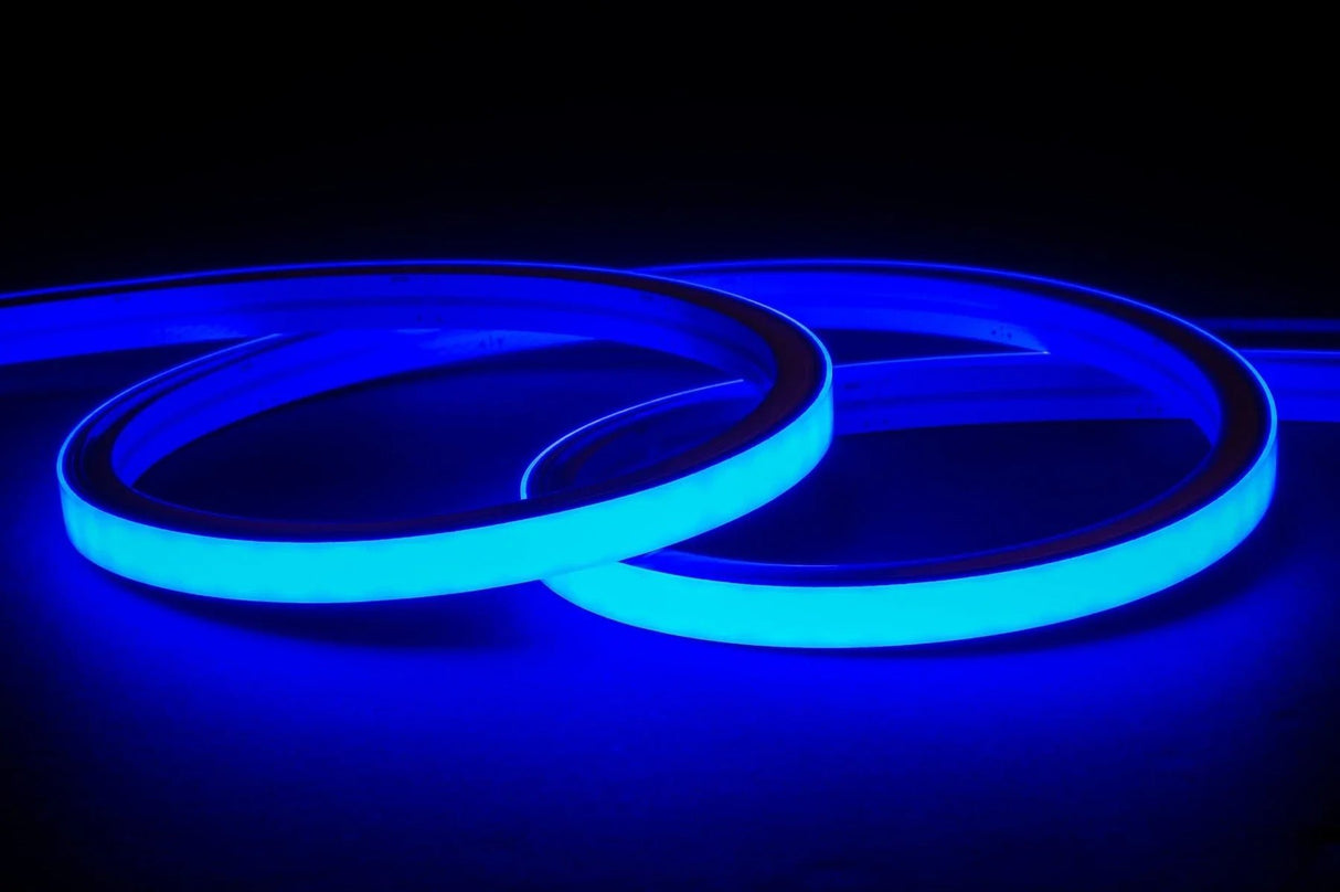 Blue LED Neon Flex 16x16mm 220V 240V Top Bending 120LEDs/m 20cm Cut IP65 Waterproof with UK Plug - UK LED Lights