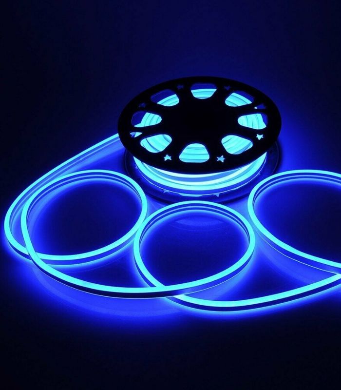 Blue Neon Flex Double Side 220V 240V 120LED/m 8x16mm IP67 Waterproof Full Kit - UK LED Lights