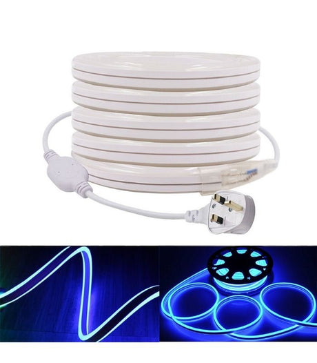 Blue Neon Flex Double Side 220V 240V 120LED/m 8x16mm IP67 Waterproof Full Kit - UK LED Lights