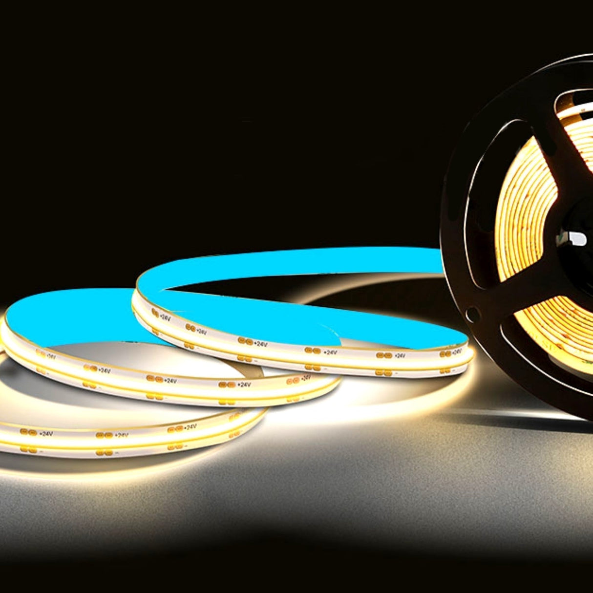 CCT COB LED Strip 2700K to 6500K 24V 480 LEDs/m IP20 10mm Wide - UK LED Lights