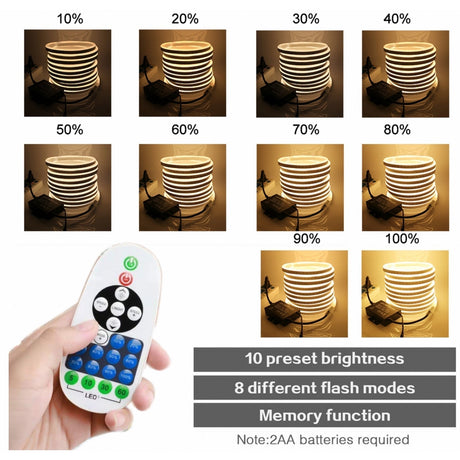 COB LED Strip 220V 240V WIFI Dimmer Controller with 23 - Key RF Remote Control 1500W for Brightness Adjustment - UK LED Lights