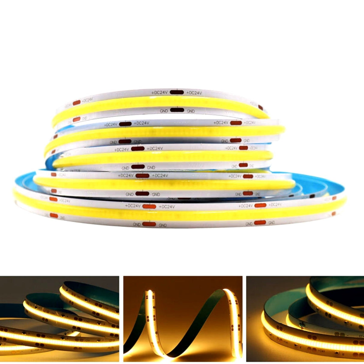 COB LED Strip Light Cool White 6000K 24V 352 LEDs/m IP20 Waterproof - UK LED Lights