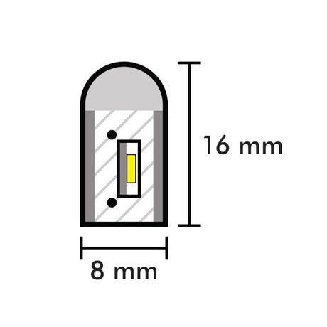 Cool White Neon Flex 6000K DC 12V IP65 Waterproof 8x16mm 120 LEDs/M Only - UK LED Lights