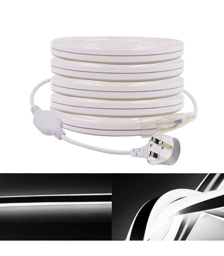 Cool White Neon Flex Double Side 220V 240V 120LED/m 8x16mm IP67 Waterproof Full Kit - UK LED Lights