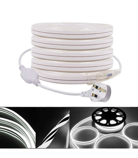 Cool White Neon Flex Double Side 220V 240V 120LED/m 8x16mm IP67 Waterproof Full Kit - UK LED Lights