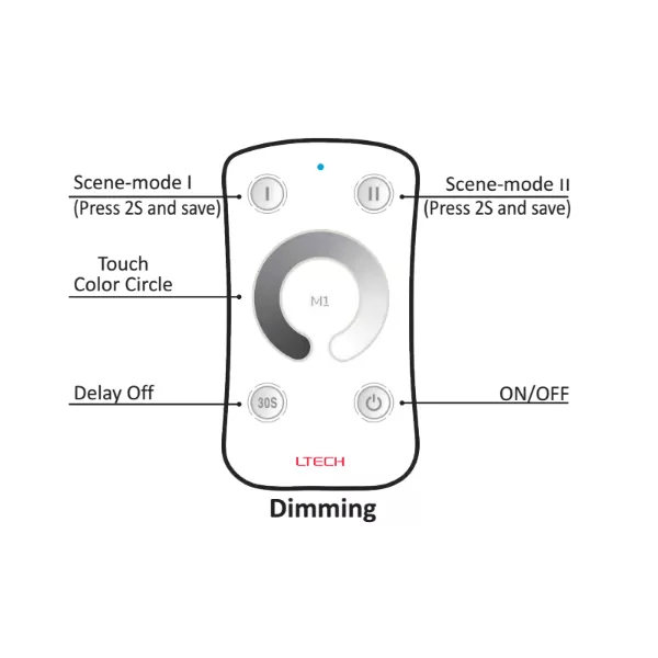 L Tech LED Mini RF DIM - M1/M3 - 3A Touch Remote Controller Dimmer Receiver for Single Colour LED Lighting Strip 12V 24V - UK LED Lights