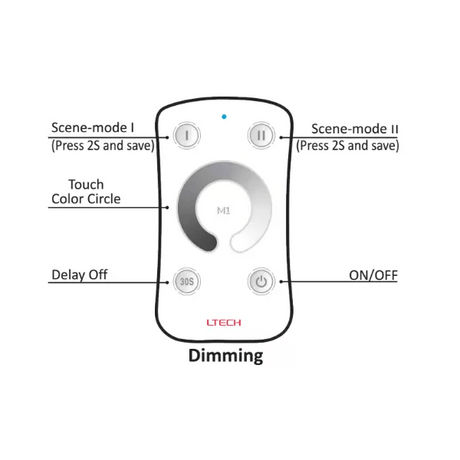 L Tech LED Mini RF DIM - M1/M3 - 3A Touch Remote Controller Dimmer Receiver for Single Colour LED Lighting Strip 12V 24V - UK LED Lights