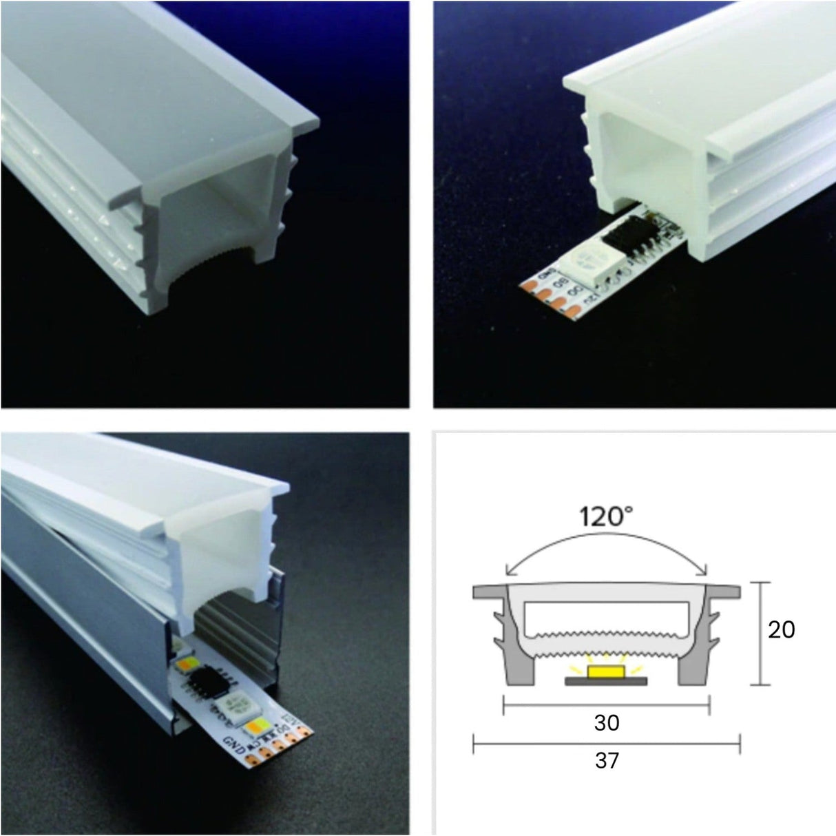 LED Neon Flex & LED Strip Silicone Cover Body Flexible Bendable 30x20mm - UK LED Lights