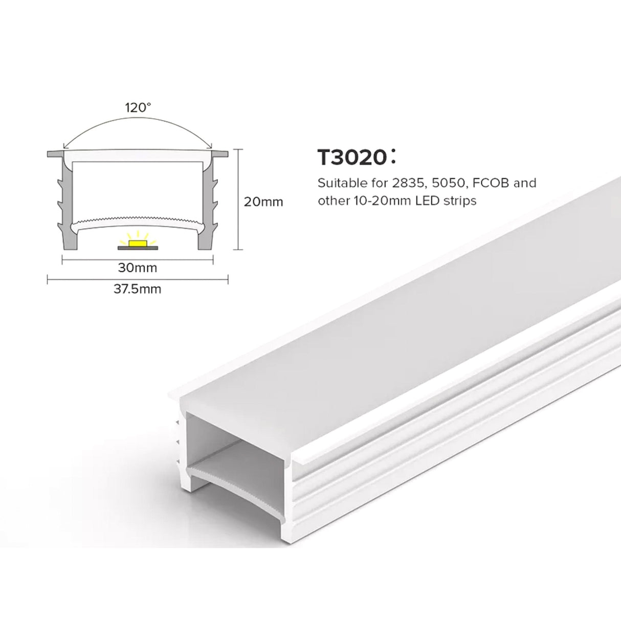 LED Neon Flex & LED Strip Silicone Cover Body Flexible Bendable 30x20mm - UK LED Lights