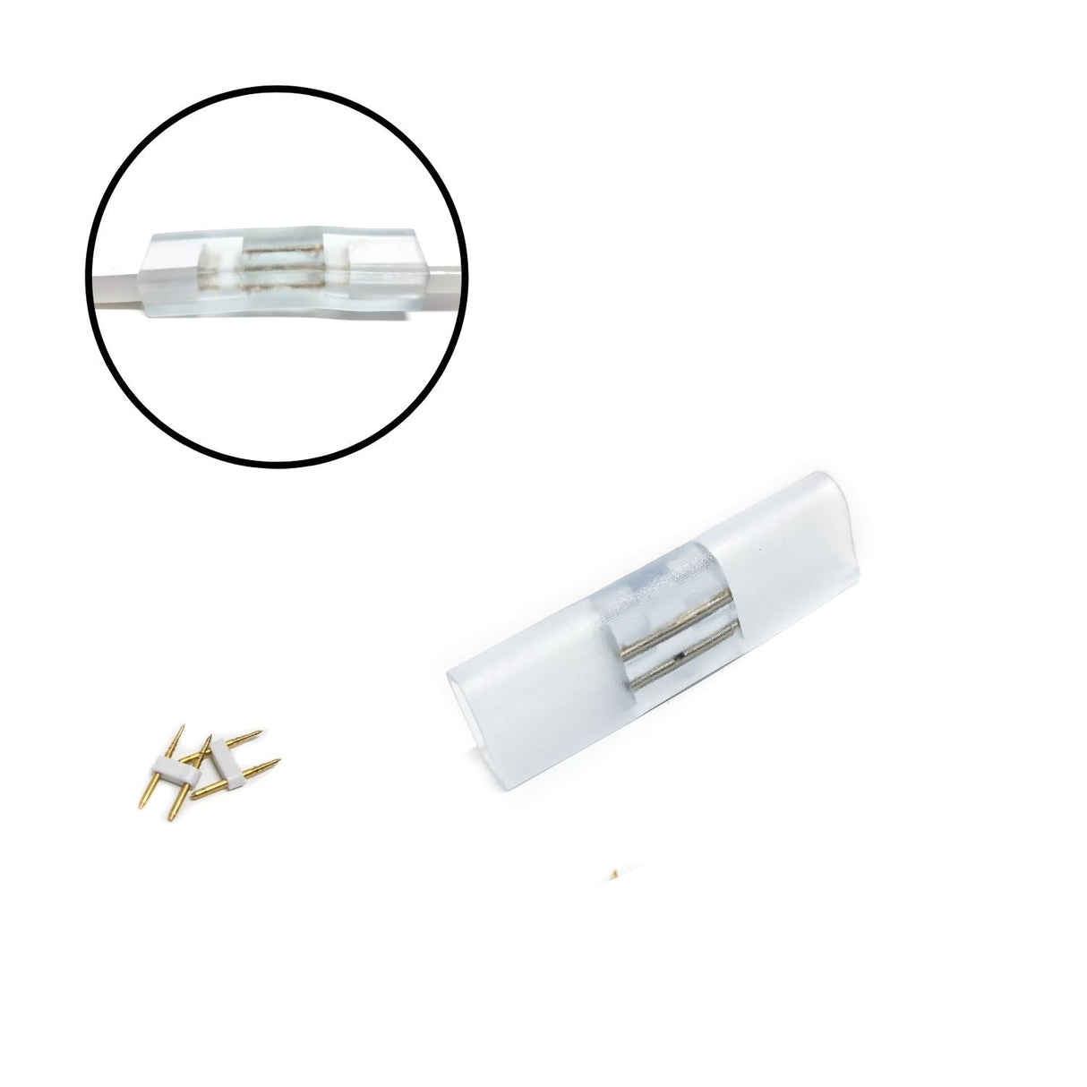 LED Neon Flex Single Colour 220V 240V 2 Pin 8x16mm Connector L , T , Straight - UK LED Lights