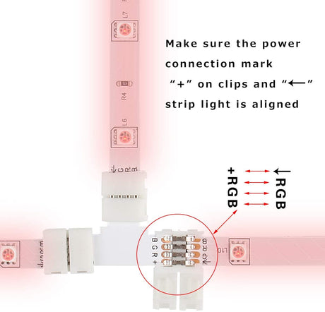 LED Strip Accessories 5pcs L Shape PCB RGB Connectors 4 pin 10mm - UK LED Lights