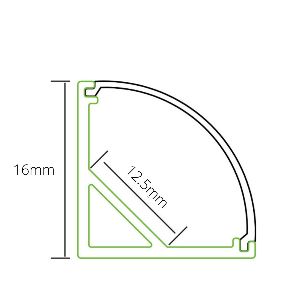 LED Strip Aluminium Corner Profile Milky Cover Cabinet LED Corner Profile 16x16mm - UK LED Lights