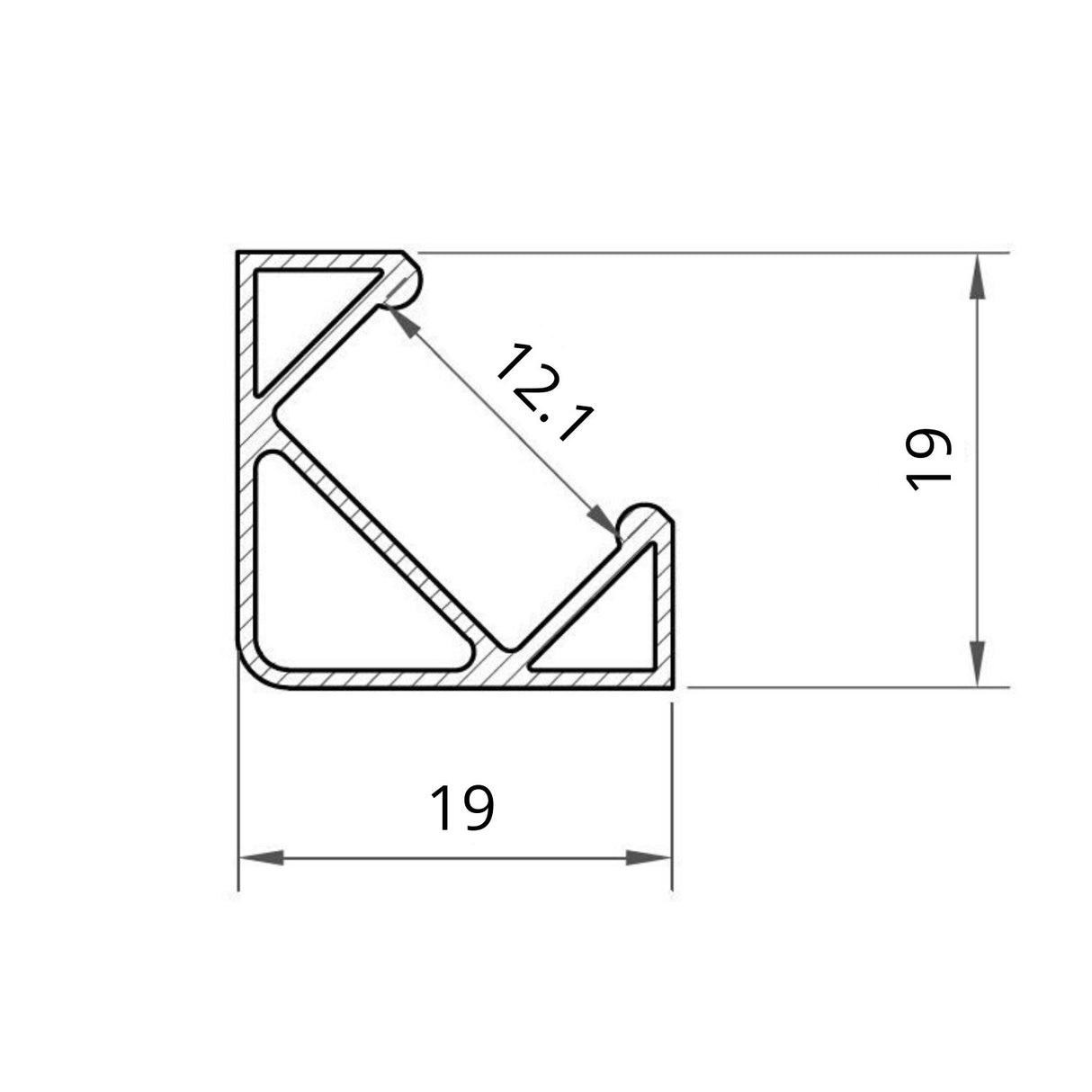 LED Strip Aluminium Corner Profile Milky Cover Cabinet LED Corner Profile 19x19mm - UK LED Lights