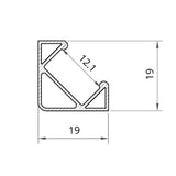 LED Strip Aluminium Corner Profile Milky Cover Cabinet LED Corner Profile 19x19mm - UK LED Lights