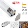 LED Strip Aluminium Corner Profile Milky Cover Cabinet LED Corner Profile 19x19mm - UK LED Lights