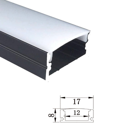 LED Strip Aluminium Profile Channel Milky Cover Cabinet Aluminium Black - UK LED Lights