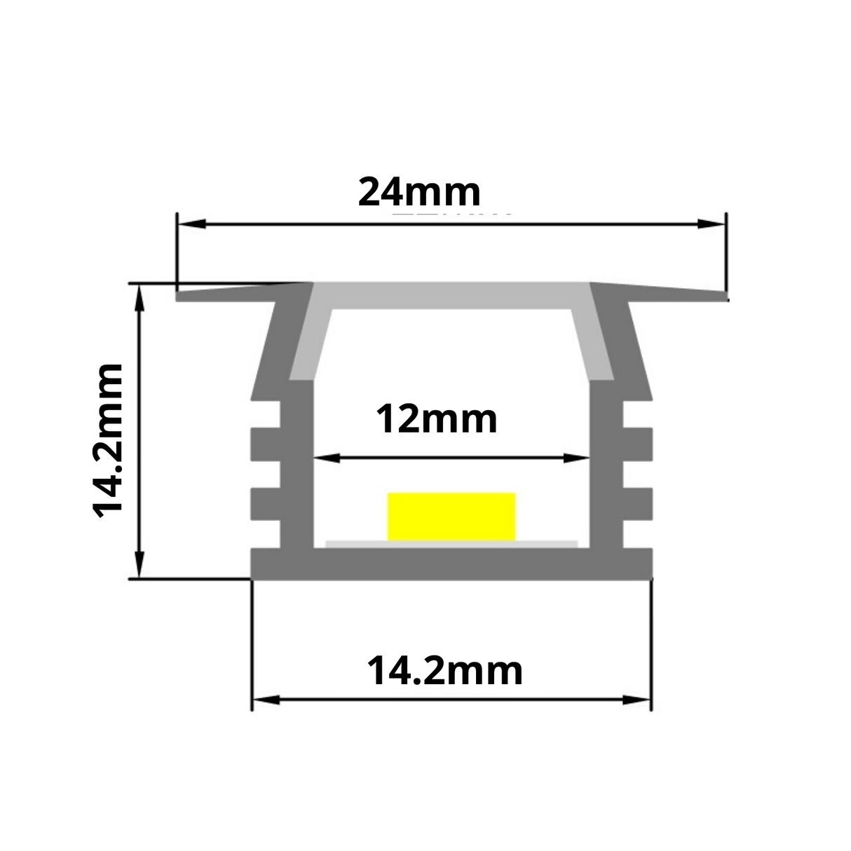 LED Strip Light Aluminium Recessed Profile Milky Cover Cabinet LED Channel - UK LED Lights