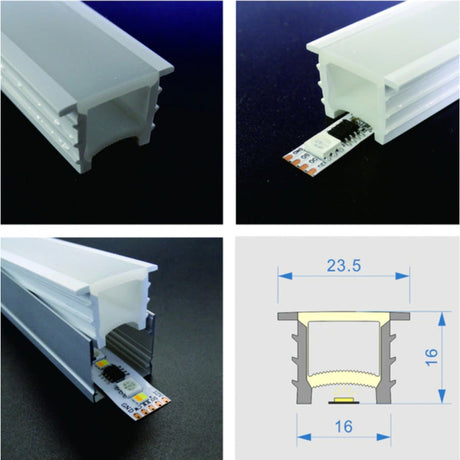 LED Strip Silicone Neon Flex Profile Cover Body Flexible Bendable 16x16mm - UK LED Lights