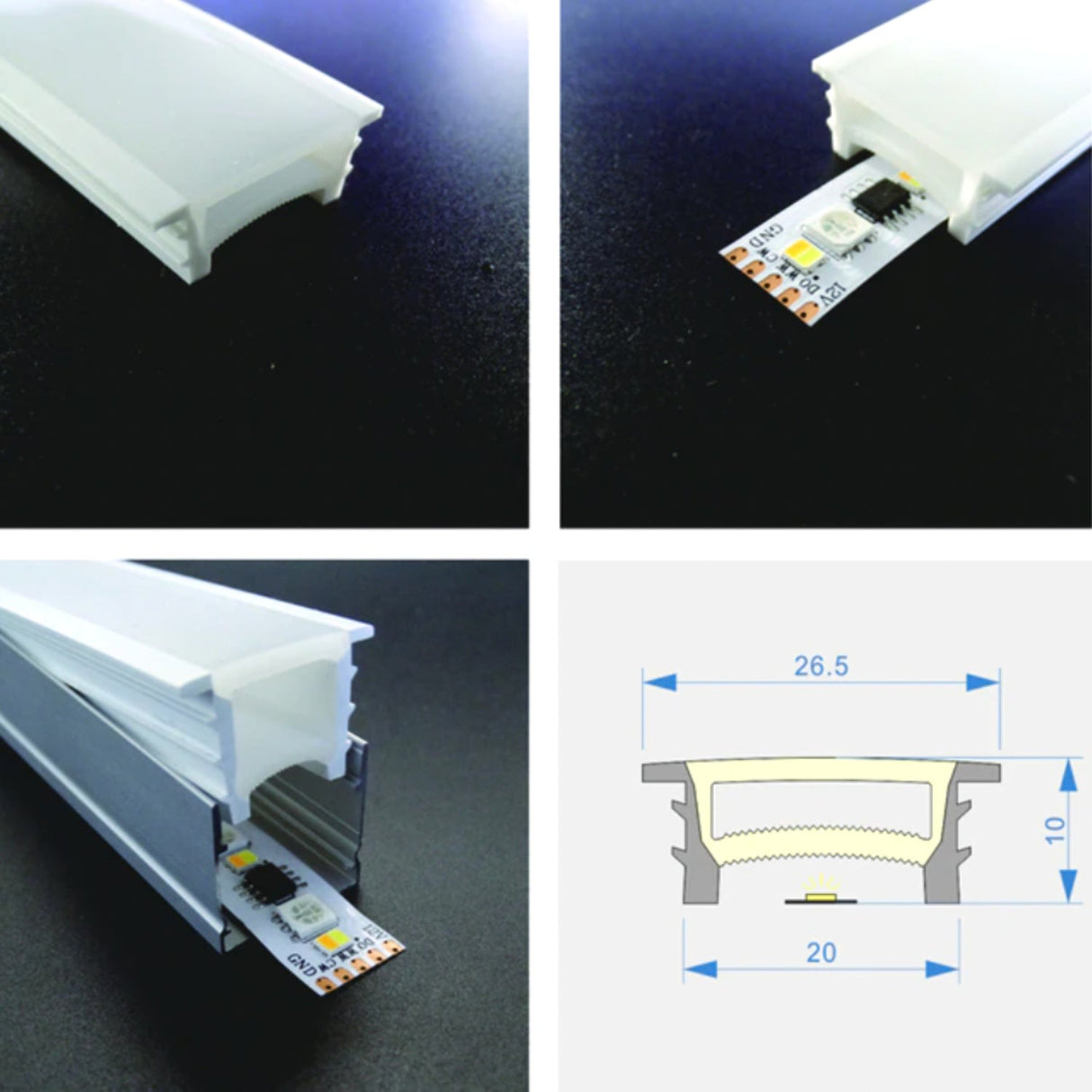 LED Strip Silicone Neon Flex Profile Cover Body Flexible Bendable 20x10mm - UK LED Lights