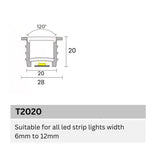 LED Strip Silicone Neon Flex Profile Cover Body Flexible Bendable 20x20mm - UK LED Lights