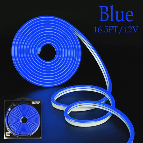 Mini Blue LED Neon Flex 6x12mm 12V 120LEDs/m IP65 Waterproof 2.5cm Kit - UK LED Lights