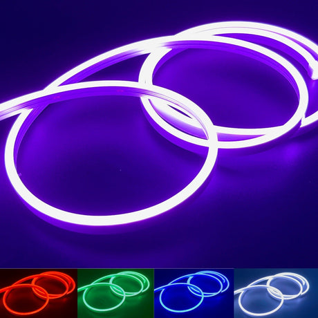 Mini RGB Neon Flex 6x12mm 12V IP65 Waterproof 5cm cut 5m Kit - UK LED Lights