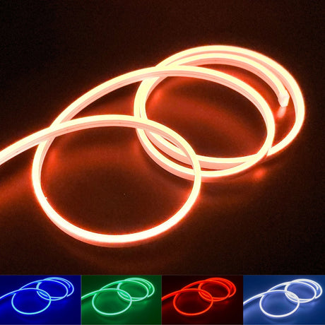 Mini RGB Neon Flex 6x12mm 24V IP65 Waterproof 5cm cut 10 Metre Kit - UK LED Lights