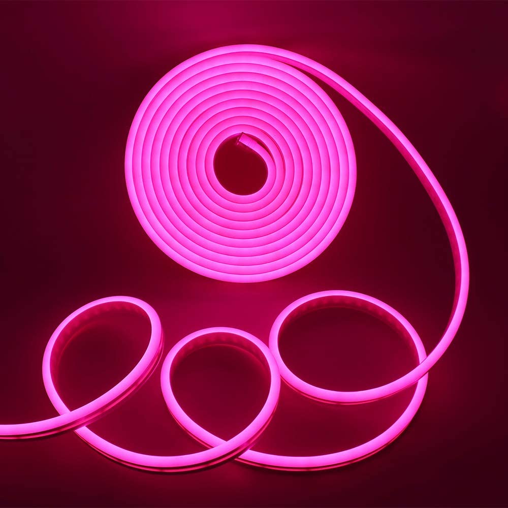 Pink Neon Flex 12V 6x12mm 120LEDs/m IP65 Waterproof 2.5cm Cut - UK LED Lights