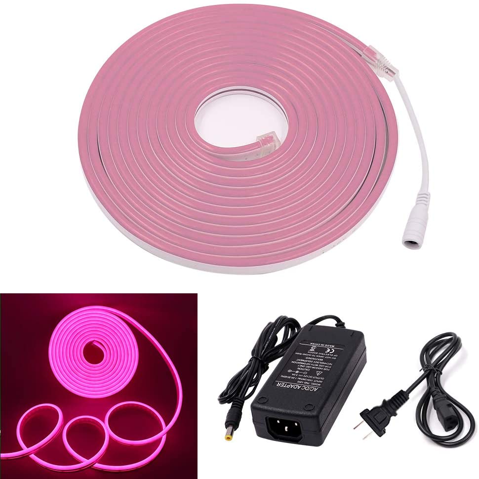 Pink Neon Flex 12V 6x12mm 120LEDs/m IP65 Waterproof 2.5cm Cut Kit - UK LED Lights