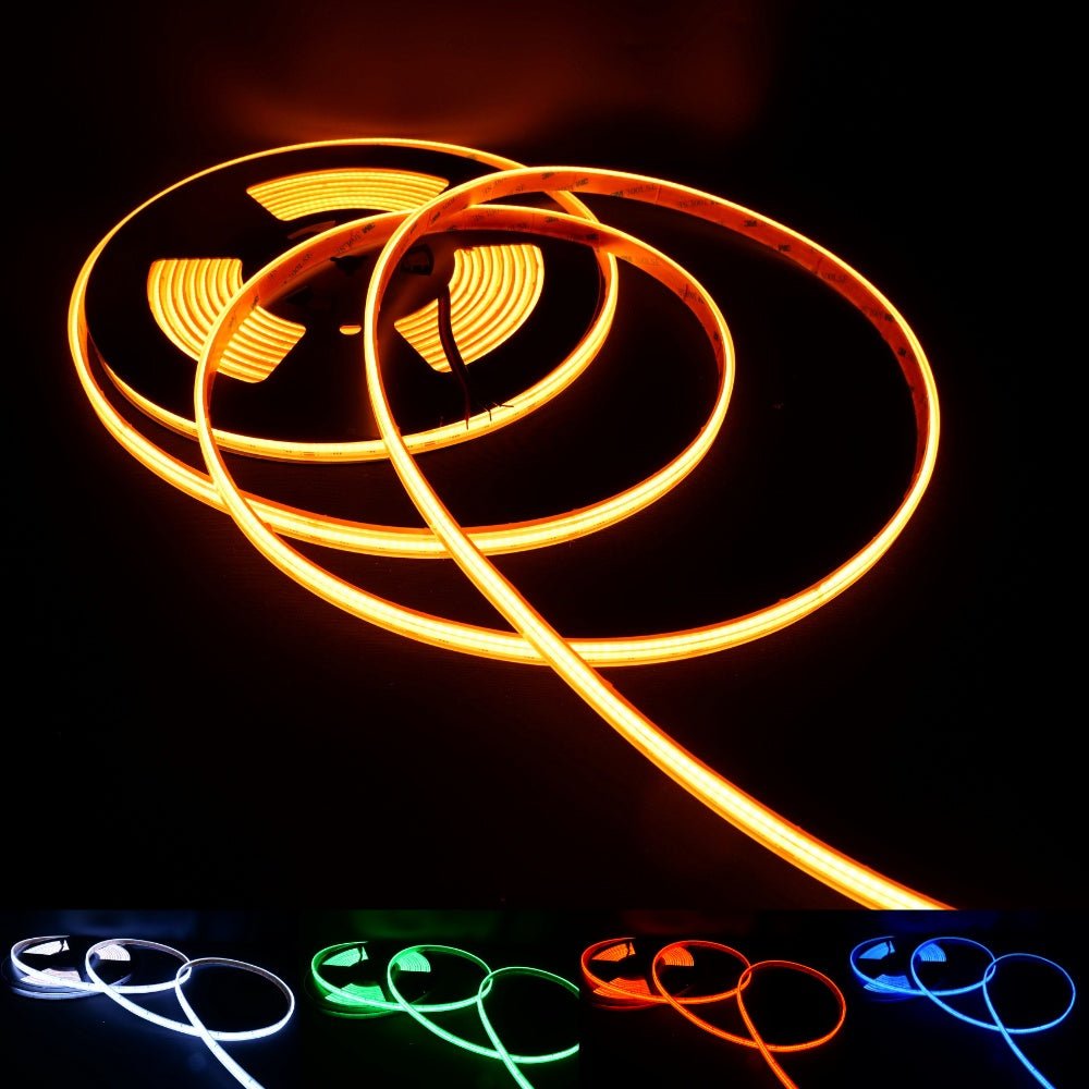 RGB COB LED Strip 24V IP20 non - Waterproof 576 LEDs/m 8mm wide - UK LED Lights