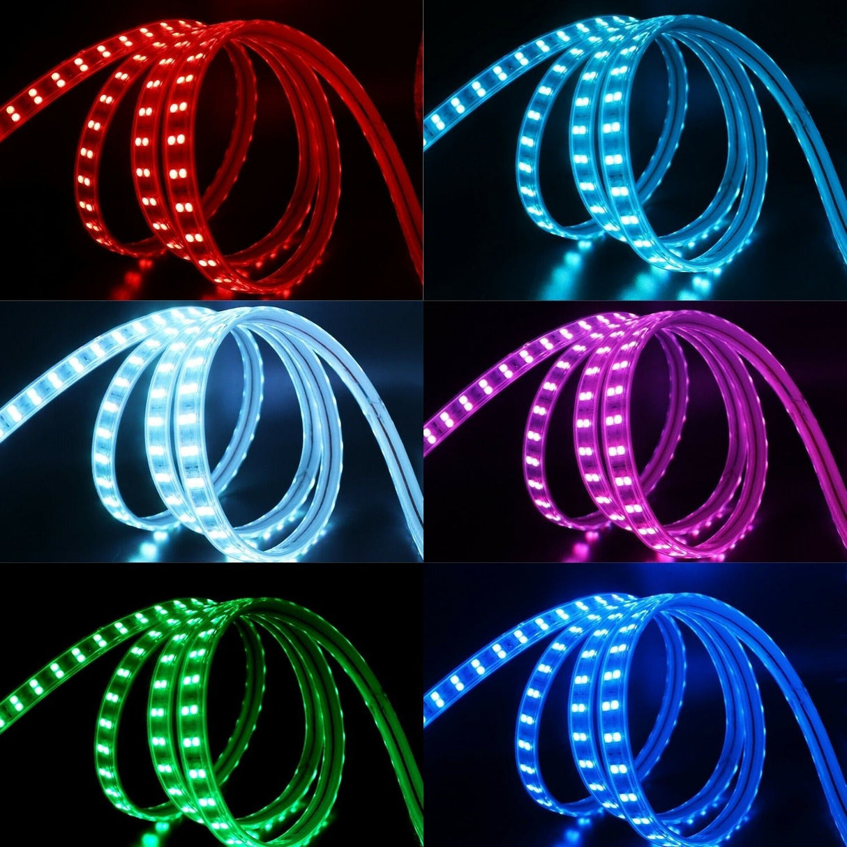 RGB LED Strip 120 LEDs/m 220V IP65 Wireless Bluetooth App Control with Remote - UK LED Lights