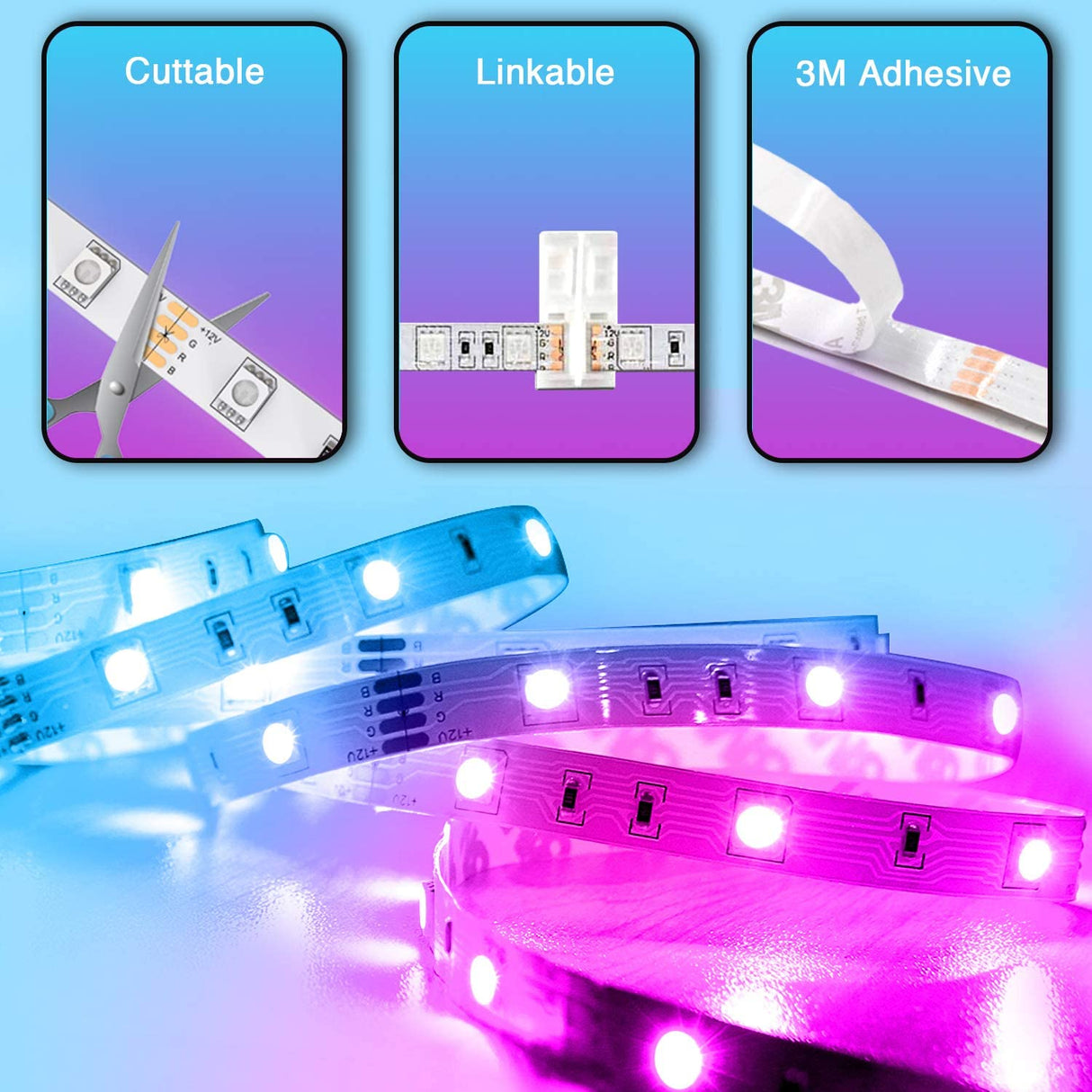 RGB LED Strip 12V 5050 12V IP20 Non Waterproof 300LED 10 Metre Kit - UK LED Lights