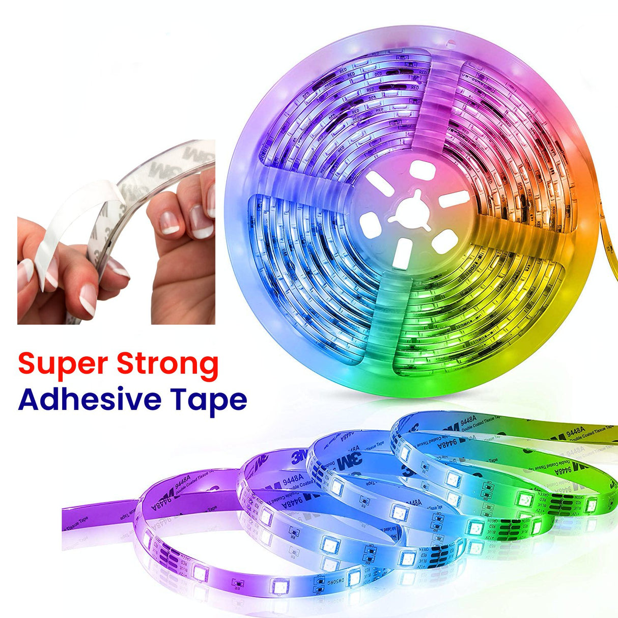 RGB LED Strip 12V 5050 IP20 Non - Waterproof 60LED/m 5 metre Kit - UK LED Lights