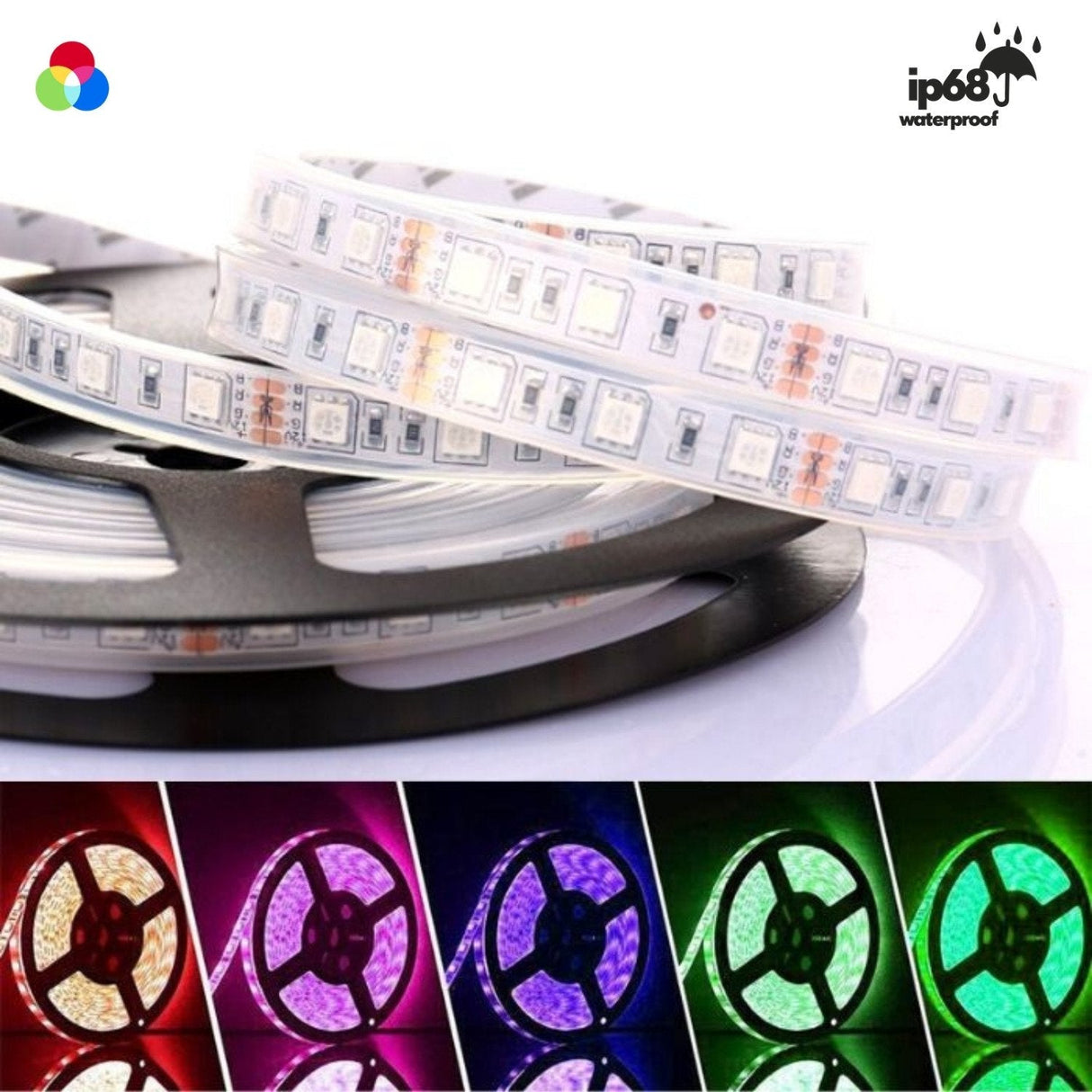 RGB LED Strip 12V 5050 IP68 Waterproof 60LED/m 5 Metre - UK LED Lights