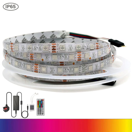 RGB LED Strip 12V IP65 Waterproof 60LED/m 5 metre Kit - UK LED Lights