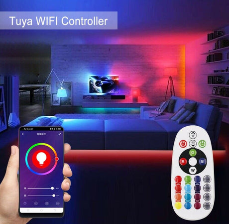 RGB LED Strip 220V 240V 120 LEDs/m IP65 Waterproof WIFI App Control Work With Google & Alexa - UK LED Lights