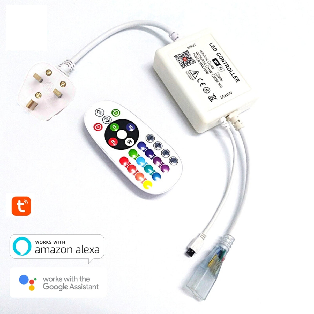 RGB LED Strip 220V 240V 120 LEDs/m IP65 Waterproof WIFI App Control Work With Google & Alexa - UK LED Lights