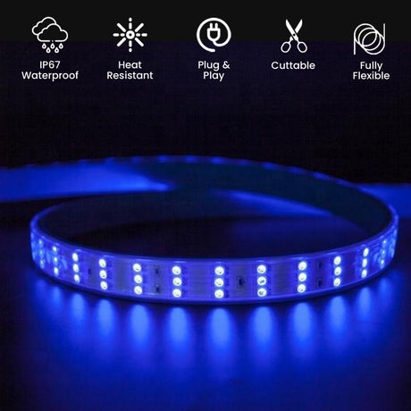 RGB LED Strip 220V 240V 144 LEDs/m IP65 Wireless Bluetooth App Control with Remote - UK LED Lights