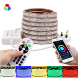 RGB LED Strip 220V 240V 60LEDs/m IP65 Wireless Bluetooth App Control with Remote - UK LED Lights