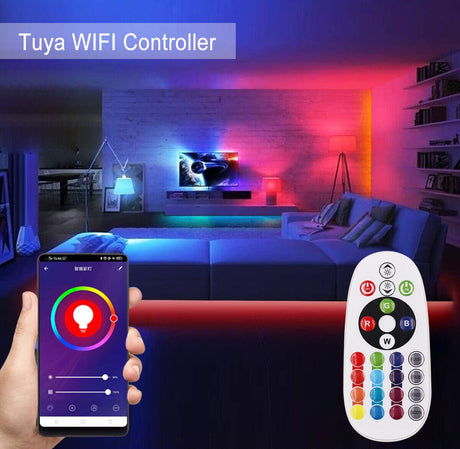 RGB LED Strip 220V 240V 60LEDs/m WIFI Controller with Remote Works with Google Home & Alexa - UK LED Lights