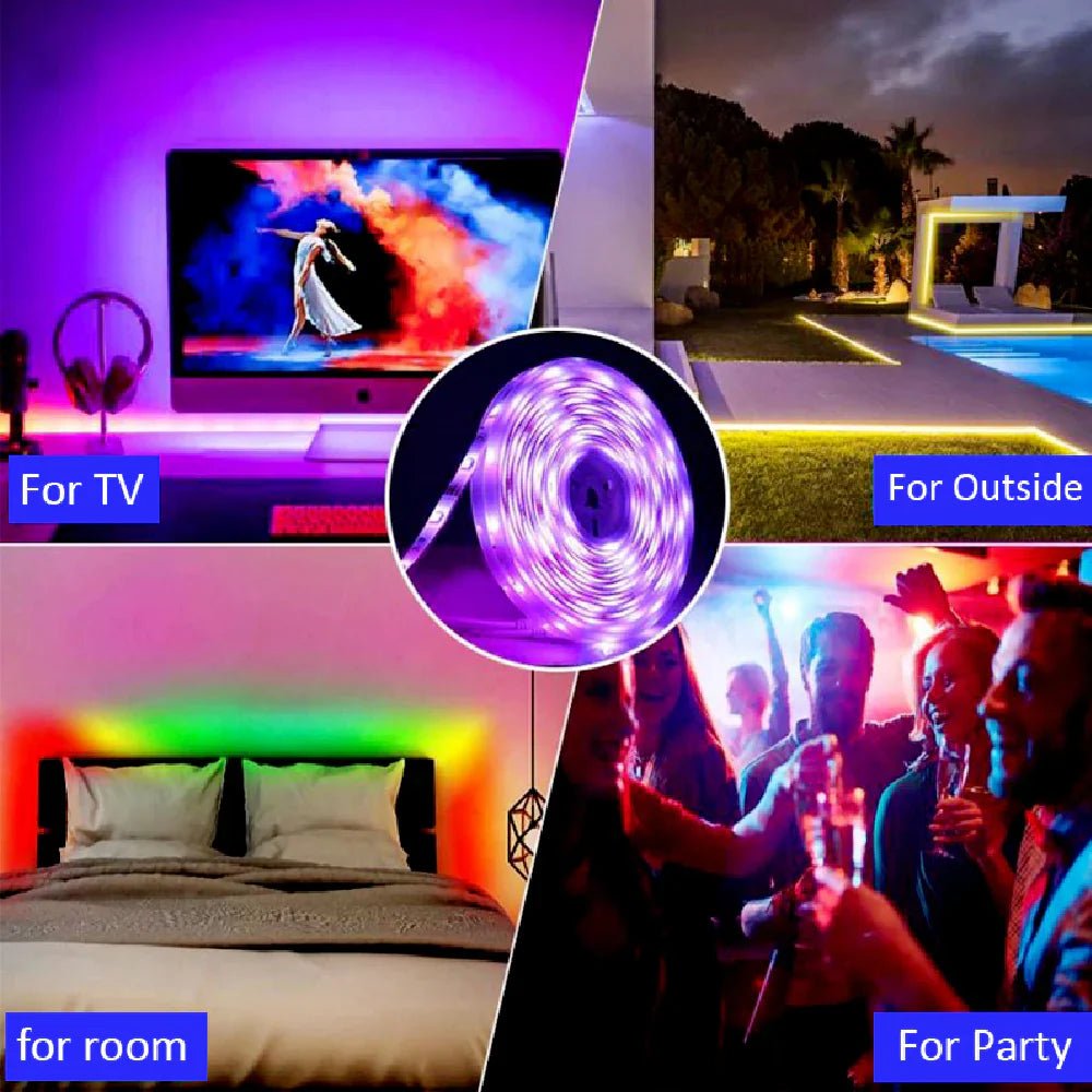 RGB LED Strip 5050 12V WiFi Control RGB LED Strip IP67 Waterproof 300LEDs 5m Full Kit Compatible with Alexa and Google Home - UK LED Lights