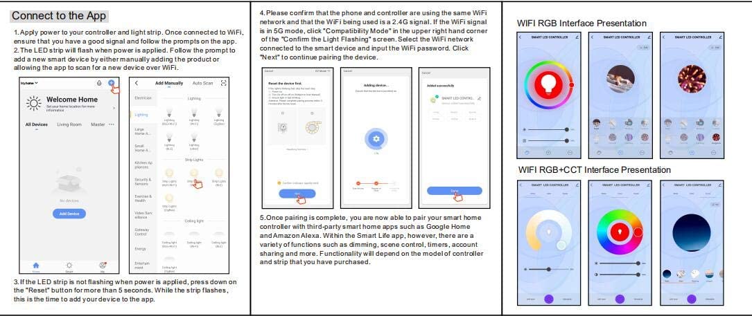 RGB Neon Flex 220V 240V 14x25mm WiFi APP LED controller work with Google & Alexa with 24key Remote - UK LED Lights