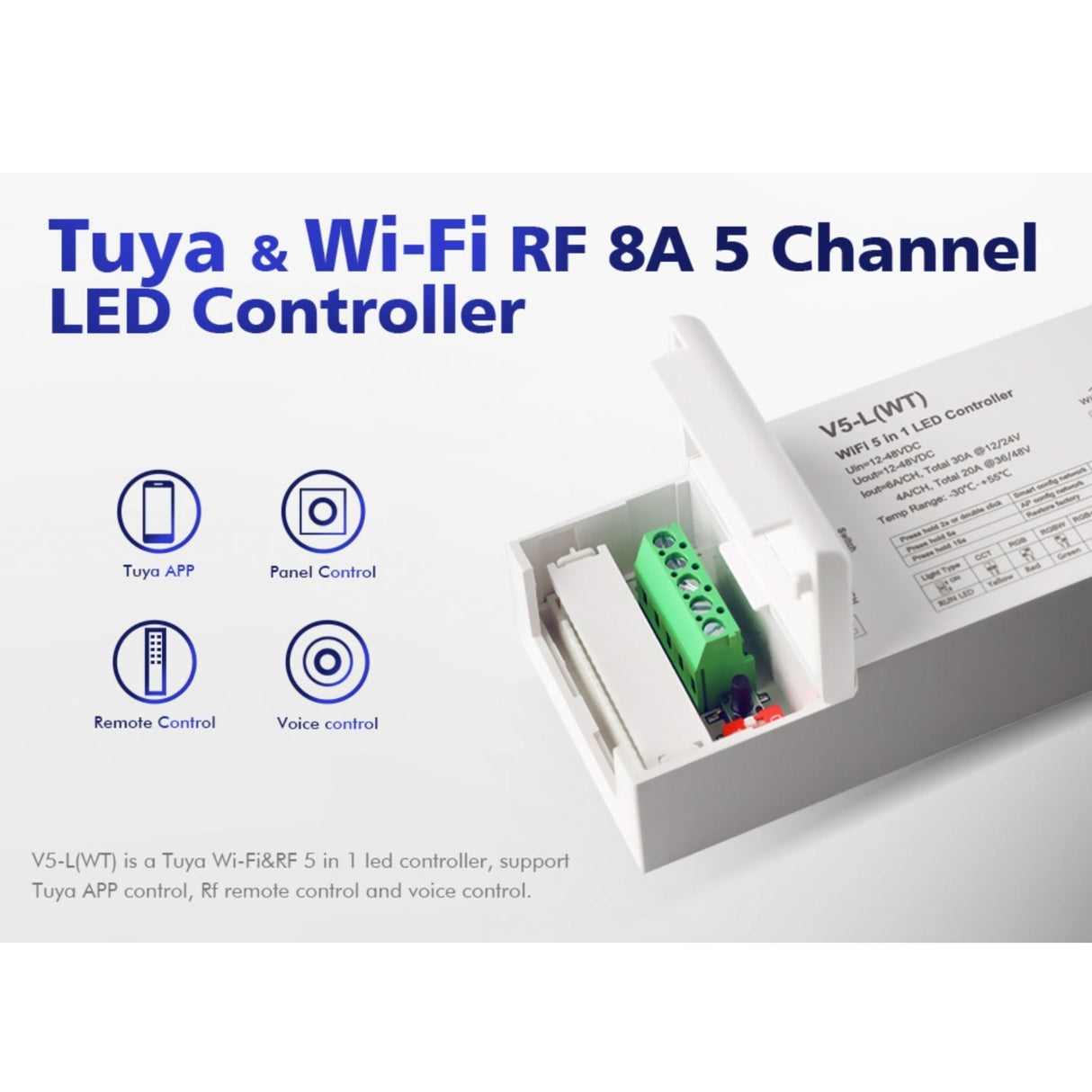 Skydance 12 - 48VDC 5CH*6A WiFi & RF 5 in 1 LED Controller V5 - L(WT) - UK LED Lights